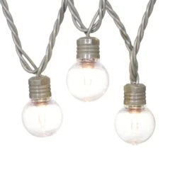 100-Count UL G40 Clear Globe String Light Set, Taupe Wire