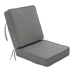 2-Piece Charcoal Grey Canvas Gusseted Outdoor Deep Seat Cushion