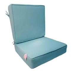 2-Piece Light Blue Gusseted Outdoor Deep Seat Cushion Set