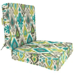 2-Piece Paso Turquoise Outdoor Gusseted Deep Seat Cushion Set
