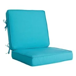 2-Piece Turquoise Canvas Gusseted Outdoor Deep Seat Cushion Set