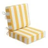 2-Piece Yellow Awning Striped Gusseted Outdoor Deep Seat Cushion Set