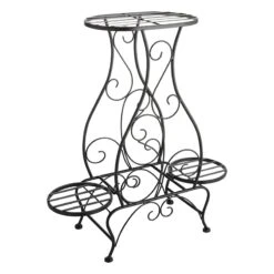 2-Tier Black Metal Plant Stand, 22x24x7