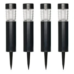 4-Pack 3 Lumens Gannon Black Metal Pathway Light Set