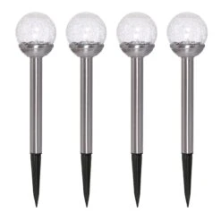 4-Pack Color Changing Crackled Solar Pathway Lights