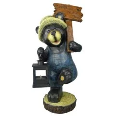 Bear Figurine With Solar Lantern, 22.5"