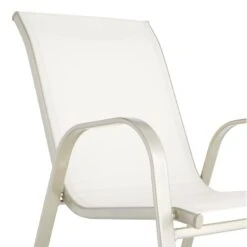 Beige & Champagne Sling Stacking Chair -Patio Furniture Shop beige champagne sling stacking chair 2