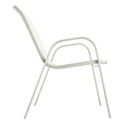 Beige & Champagne Sling Stacking Chair -Patio Furniture Shop beige champagne sling stacking chair 3