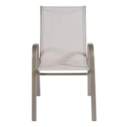 Beige & Champagne Sling Stacking Chair -Patio Furniture Shop beige champagne sling stacking chair 4
