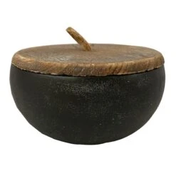Black Citronella Candle With Wooden Lid, 19oz