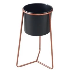 Black & Copper Colored Metal Plant Stand, 27x9 -Patio Furniture Shop black copper colored metal plant stand 27x9 3