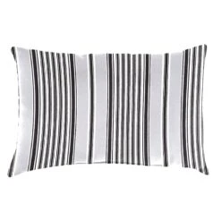 Black & Grey Worth Striped Lumbar Outdoor Throw Pillow