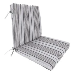 Black & Grey Worth Striped Outdoor Hinged Seat Cushion