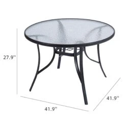 Black Steel Round Table, 42" -Patio Furniture Shop black steel round table 42 5