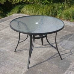 Black Steel Round Table, 42" -Patio Furniture Shop black steel round table 42 6