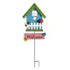 Blue Birdhouse Garden Stake, 35"
