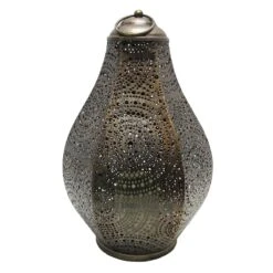 Bronze Metal Solar Punch Lantern, 15"