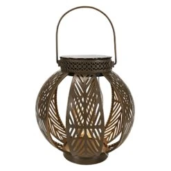 Bronze Round LED Shadow Casting Lantern, 6.5"