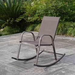 Brown Sling Patio Rocking Chair -Patio Furniture Shop brown sling patio rocking chair 5