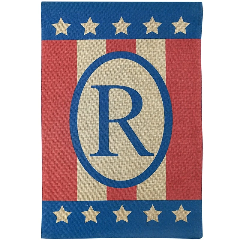 Burlap 'R' Patriotic Monogram 1 Burlap 'R' Patriotic Monogram