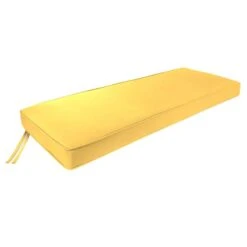 Butter Yellow Canvas Gusseted Outdoor Bench Cushion
