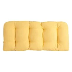 Butter Yellow Canvas Outdoor Wicker Settee Cushion