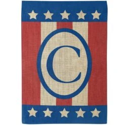 C Burlap Monogram Patriotic