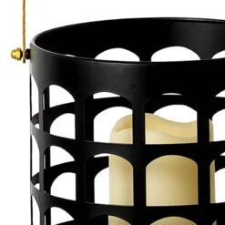 Caged Metal Lantern With Gold Accents, Medium -Patio Furniture Shop caged metal lantern with gold accents medium 2
