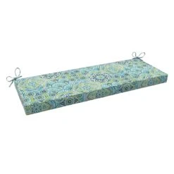 Calista Teal Gusseted Outdoor Bench Cushion