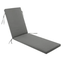 Charcoal Grey Canvas Basic Outdoor Chaise Lounge Cushion