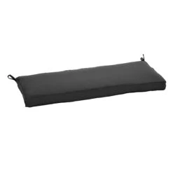 Charcoal Grey Canvas Gusseted Outdoor Bench Cushion