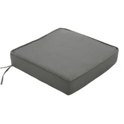Charcoal Grey Canvas Gusseted Outdoor Deep Seat Cushion