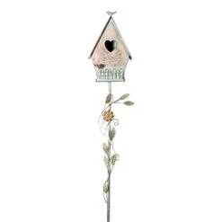 Copper & Green Metal Birdhouse Garden Stake