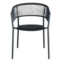Crosby St Brody Curved-Back Black Wicker Outdoor Chair -Patio Furniture Shop crosby st brody curved back black wicker outdoor chair 2