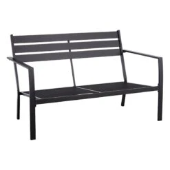 Crosby St Grammercy Black Steel Slat Loveseat