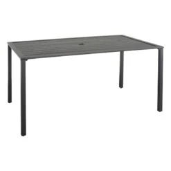 Crosby St Grammercy Black Steel Slat Outdoor Dining Table, 60x36