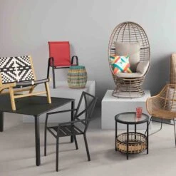 Crosby St Grammercy Black Steel Slat Outdoor Dining Table, 60x36 -Patio Furniture Shop crosby st grammercy black steel slat outdoor dining table 60x36 4