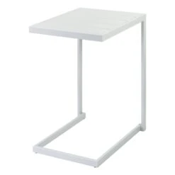 Crosby St Grammercy Outdoor Steel Slat C-Table, White -Patio Furniture Shop crosby st grammercy outdoor steel slat c table white 2