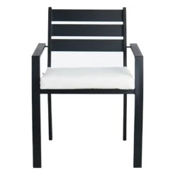 Crosby St Grammercy Stackable Steel Slat Outdoor Chair, Black -Patio Furniture Shop crosby st grammercy stackable steel slat outdoor chair black 2
