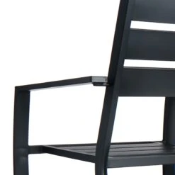 Crosby St Grammercy Stackable Steel Slat Outdoor Chair, Black -Patio Furniture Shop crosby st grammercy stackable steel slat outdoor chair black 3