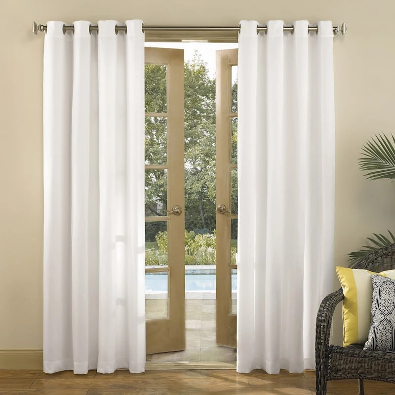 Darian White Outdoor Light Filtering Curtain Panel, 84" 1 Darian White Outdoor Light Filtering Curtain Panel, 84"