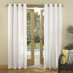 Darian White Outdoor Light Filtering Curtain Panel, 95"