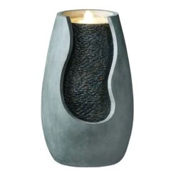 Durable Concrete Artistic Waterfall Fountain W. Light