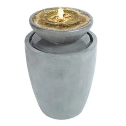 Embossed Grey Rock Light Fountain