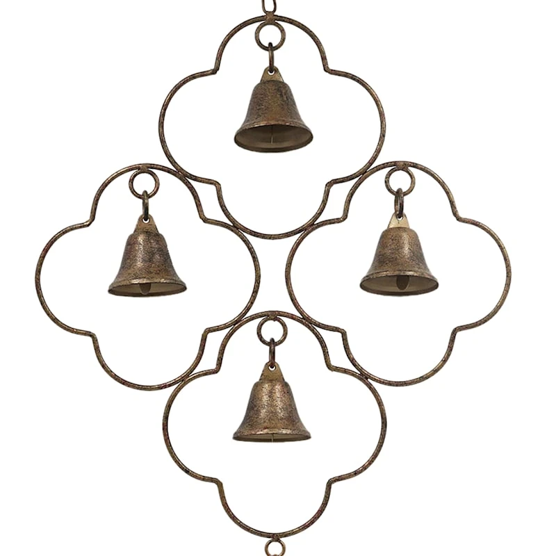 Found & Fable 4-Bell Metal Quatrefoil Wind Chime, 37" 2 Found & Fable 4-Bell Metal Quatrefoil Wind Chime, 37" - Image 2