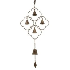 Found & Fable 4-Bell Metal Quatrefoil Wind Chime, 37"