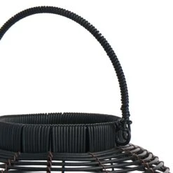 Found & Fable Black Faux Wicker Barrel Lantern With LED Bulb, Medium -Patio Furniture Shop found fable black faux wicker barrel lantern with led bulb medium 2