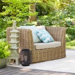 Found & Fable Black Faux Wicker Barrel Lantern With LED Bulb, Medium -Patio Furniture Shop found fable black faux wicker barrel lantern with led bulb medium 3