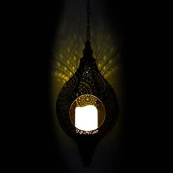 Found & Fable Bronze Hanging LED Teardrop Lantern, 17" -Patio Furniture Shop found fable bronze hanging led teardrop lantern 17 2