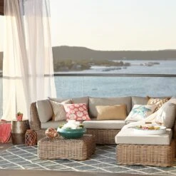 Found & Fable Hamptons All-Weather Wicker Ottoman With Cushion -Patio Furniture Shop found fable hamptons all weather wicker ottoman with cushion 3